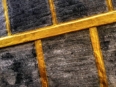 Sanskritçe antik bir Budist metni Swayambhunath 'da bir taş tablete kazınmış.