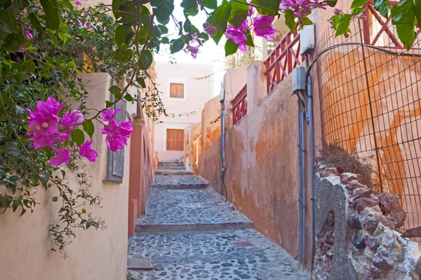 Vackra Gator Berömda Romantiska Vita Staden Santorini Island Grekland — Stockfoto