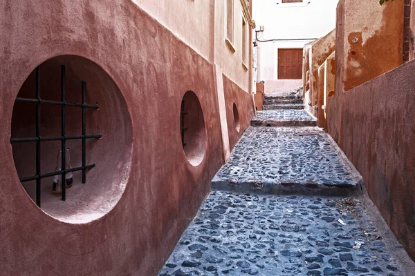 Yunanistan Santorini Adası Ndaki Ünlü Beyaz Şehrin Güzel Caddeleri — Stok fotoğraf