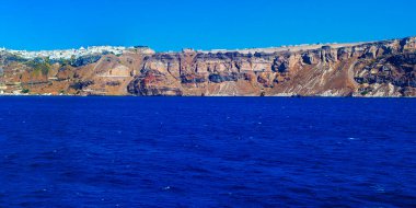 Yunanistan 'daki yolcu gemisinden Oia Adası manzarası