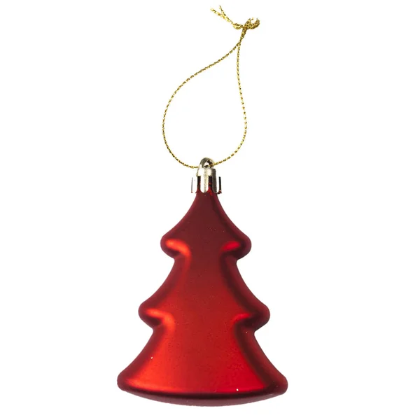 Red Christmas Tree Glass Toy Isolated — Stockfoto