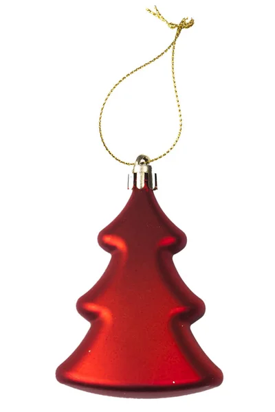 Red Christmas Tree Glass Toy Isolated — Stock Photo, Image