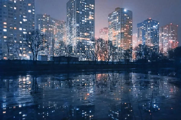 Eveningg View City Park Kiev December — Foto Stock