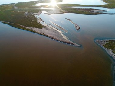 Nature drone sea view on Arabatskaya Strelka , Ukraine