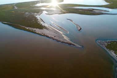 Nature drone sea view on Arabatskaya Strelka , Ukraine