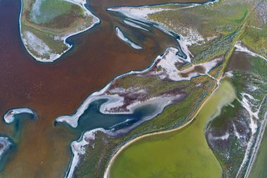 Nature drone sea view on Arabatskaya Strelka , Ukraine