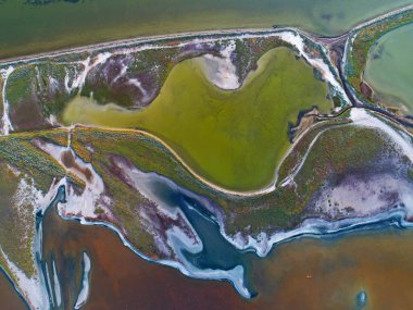 Nature drone sea view on Arabatskaya Strelka , Ukraine