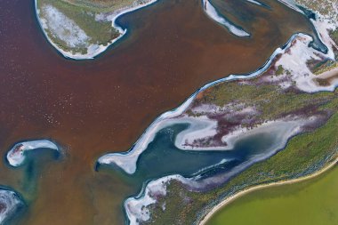 Nature drone sea view on Arabatskaya Strelka , Ukraine