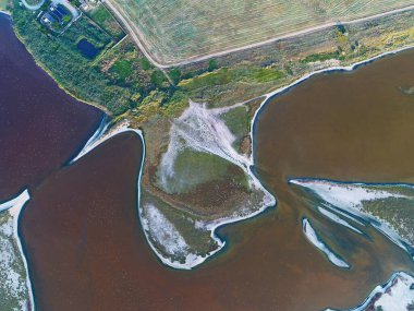 Nature drone sea view on Arabatskaya Strelka , Ukraine