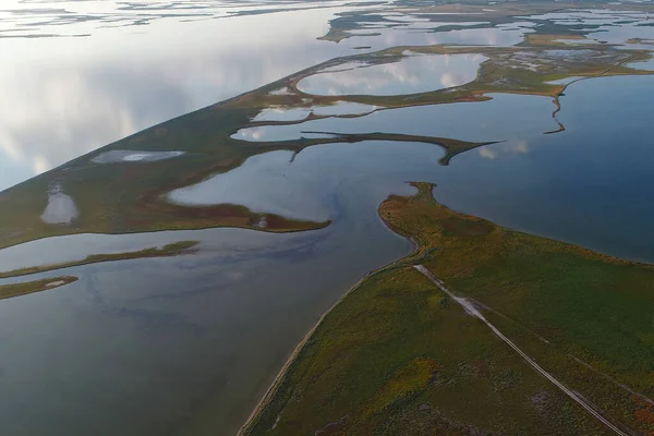 Nature Drone Sea View Arabatskaya Strelka Ukraine — Stockfoto