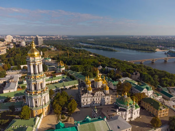 Kyivo Pecherska Lavra Dnipro River Taken Drone Ukraine — Stockfoto