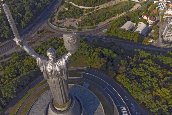 Motherland Monument Kyiv Top View Taken Drone Ukraine — Stockfoto