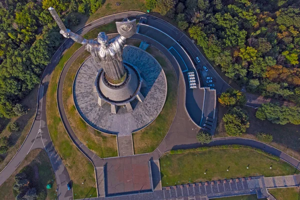 Motherland Monument Kyiv Top View Taken Drone Ukraine — Stockfoto