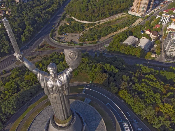 Motherland Monument Kyiv Top View Taken Drone Ukraine — Stockfoto