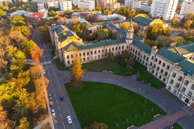 Ukrayna Ulusal Teknik Üniversitesi 'nin hava görüşü. Kyiv Politeknik Enstitüsü.