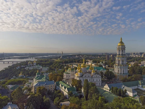 Kyivo Pecherska Lavra Und Der Dnipro Bei Sonnenaufgang Aufgenommen Mit — Stockfoto