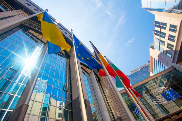 Bruselas Bélgica Junio 2022 Exterior Las Oficinas Del Parlamento Europeo — Foto de Stock