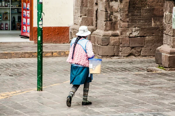 Pérou Mai 2022 Peuple Péruvien Vêtements Traditionnels Près Cusco Pérou — Photo