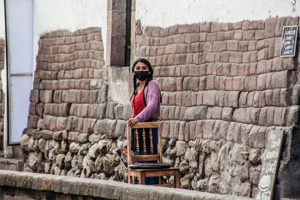 Perú Mayo 2022 Peruanos Con Ropa Tradicional Cerca Cusco Perú — Foto de Stock