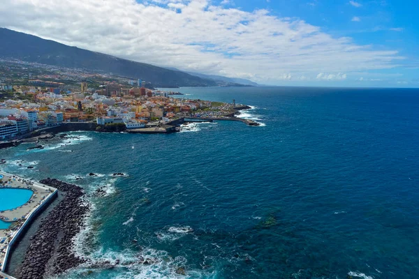 Paisaje Aéreo Con Puerto Crusz Costa Del Océano Atlántico Tenerife — Foto de Stock