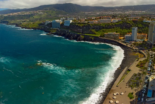 Paisagem Aérea Com Puerto Crusz Costa Oceano Atlântico Tenerife Ilha — Fotografia de Stock