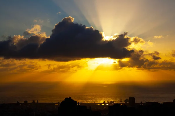 Amazing Sunrise Santa Cruz Tenerife Sea — Stock Photo, Image