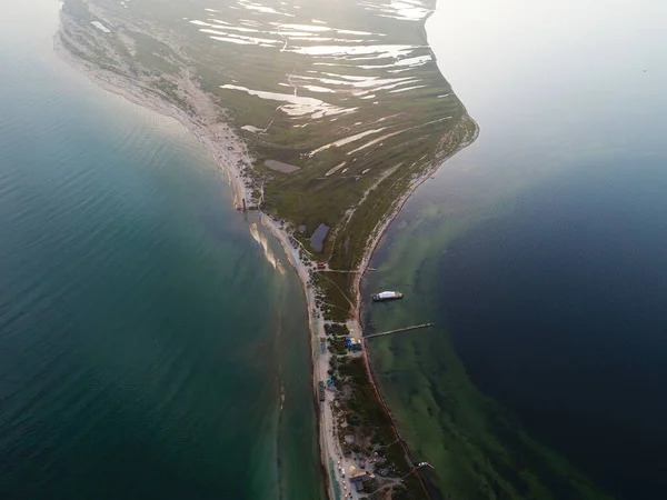 Widok Lotu Ptaka Wyspę Dzharylgach Latem Zabrany Dronem Ukraina — Zdjęcie stockowe