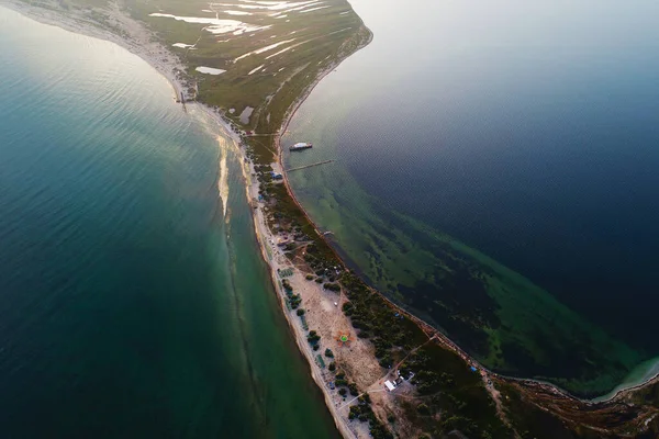 Vista Aérea Isla Dzharylgach Verano Tomada Con Dron Ucrania —  Fotos de Stock