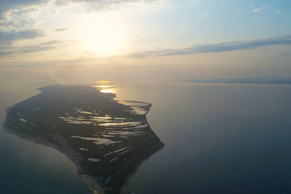 Вид Воздуха Остров Джарылгач Летом Снятый Беспилотника Украина — стоковое фото