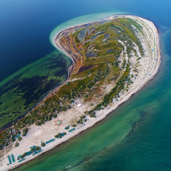 Letecký Pohled Ostrov Džarylgach Létě Pořízen Dronem Ukrajina — Stock fotografie