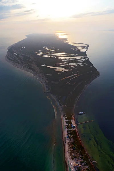 Dzharylgach Adasının Yazın Insansız Hava Aracı Ile Çekilmiş Görüntüsü Ukrayna — Stok fotoğraf