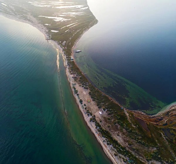 Vista Aérea Isla Dzharylgach Verano Tomada Con Dron Ucrania —  Fotos de Stock