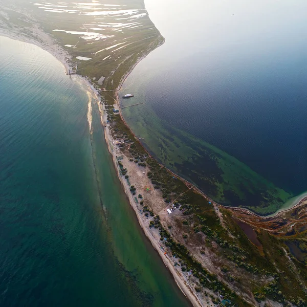 夏天Dzharylgach岛的空中景观 用无人机拍摄 乌克兰 — 图库照片