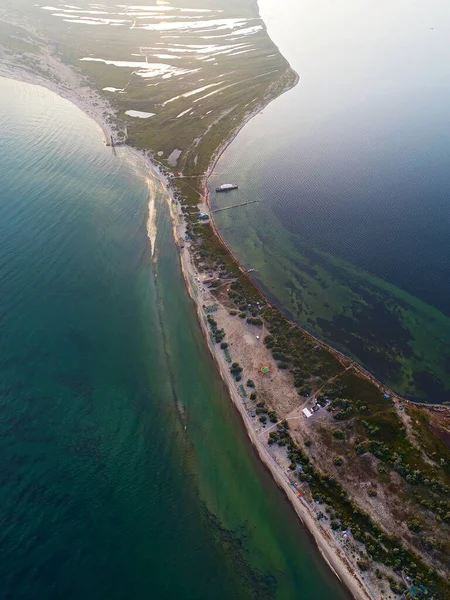 Dzharylgach Adasının Yazın Insansız Hava Aracı Ile Çekilmiş Görüntüsü Ukrayna — Stok fotoğraf