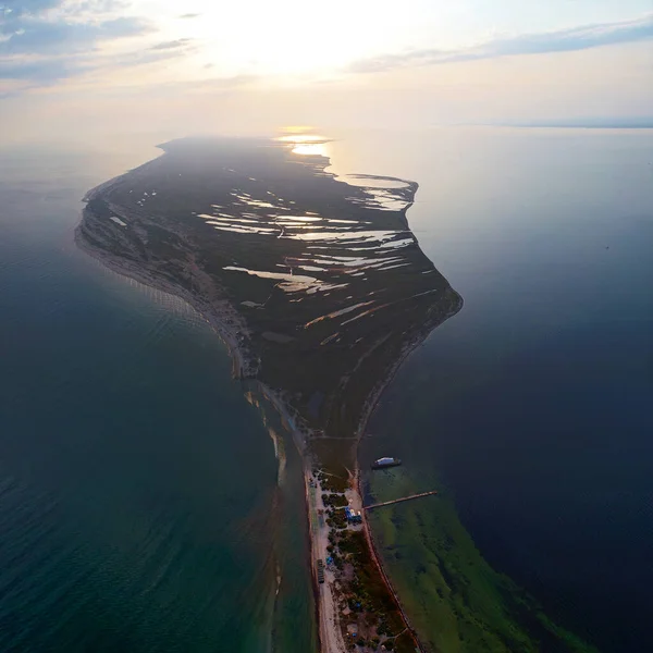Veduta Aerea Dell Isola Dzharylgach Estate Scattata Con Drone Ucraina — Foto Stock