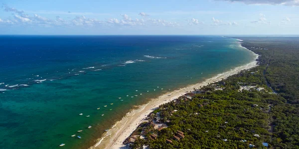 Tulum Amazing Jungle Forest Caribbean Sea Aerial View Drone Mexico — ストック写真