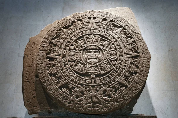 Mexico City Mexico March 2022 Aztec Maya Sun Calendar Monolith — Fotografia de Stock