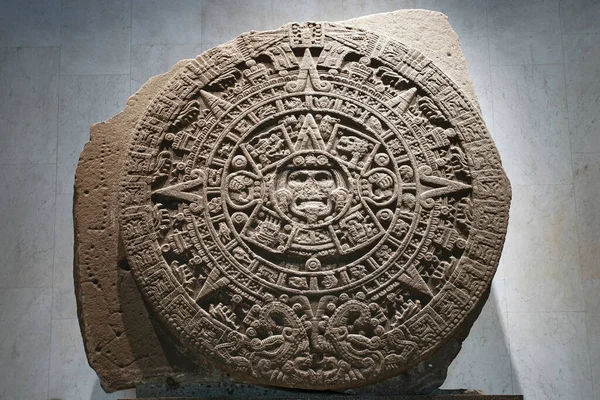 Mexico City Mexico March 2022 Aztec Maya Sun Calendar Monolith — Fotografia de Stock