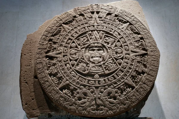Mexico City Mexico March 2022 Aztec Maya Sun Calendar Monolith — Stock Photo, Image