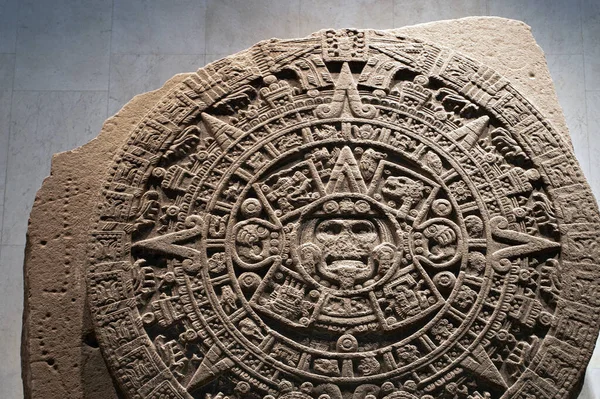 Mexico City Mexico March 2022 Aztec Maya Sun Calendar Monolith — Fotografia de Stock