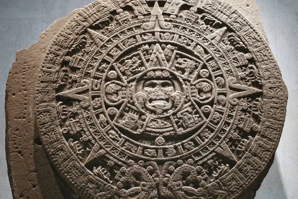 Mexico City Mexico March 2022 Aztec Maya Sun Calendar Monolith — Fotografia de Stock