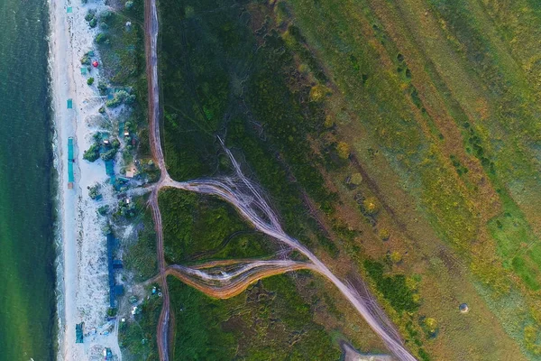 Vista Aérea Kinburnska Cuspo Tomado Com Drone Sul Ucrânia — Fotografia de Stock