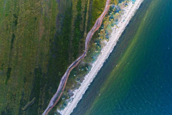 Letecký Pohled Kinburnskou Slinu Pořízenou Dronem Jižní Ukrajina — Stock fotografie