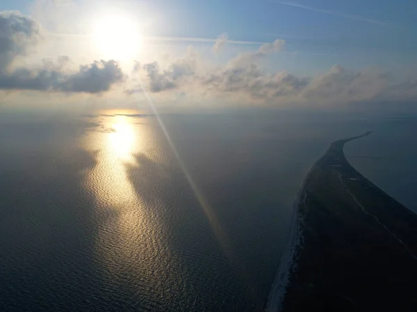 Aerial View Kinburnska Spit Sunset Time Taken Drone Southern Ukraine — Stok fotoğraf