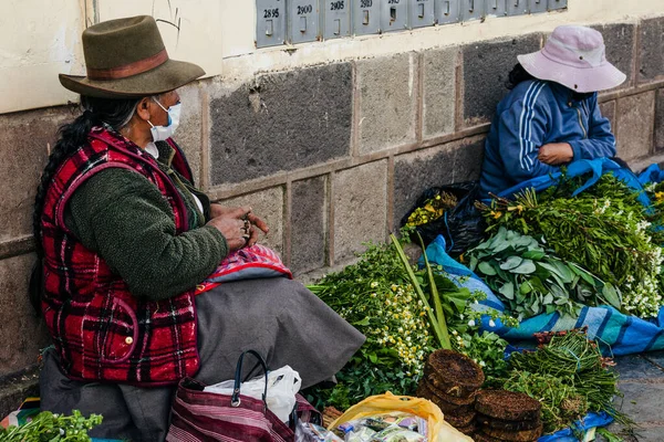 Peru Mei 2022 Orang Peru Berpakaian Tradisional Cuzco Cusco Peru — Stok Foto