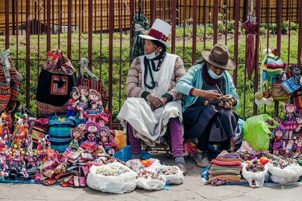 Peru May 2022 Peruvian People Traditional Clothes Cuzco Woman Selling — ストック写真