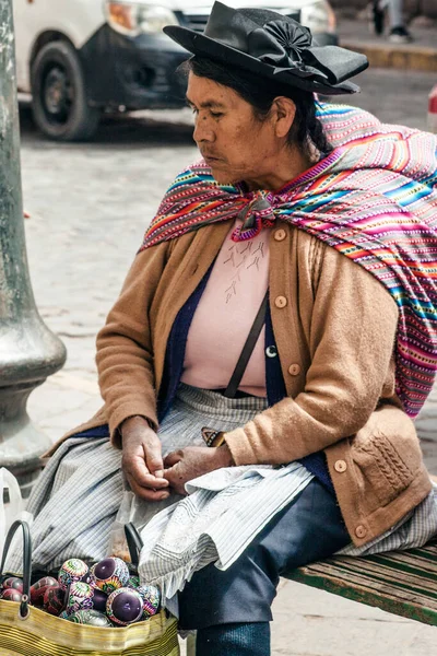 Peru Maio 2022 Peruanos Vestidos Com Roupas Tradicionais Cuzco Cusco — Fotografia de Stock