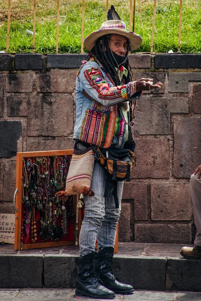 Peru May 2022 Peruvian People Cuzco Indian Man Traditional Clother — ストック写真