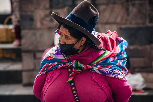 Peru May 2022 Peruvian People Traditional Clothes Cuzco Cusco Peru — Foto de Stock