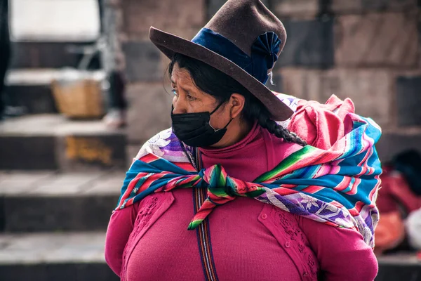 Peru May 2022 Peruvian People Traditional Clothes Cuzco Cusco Peru — Foto de Stock